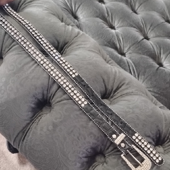 Elegant Black and Silver Rhinestone Belt - Picture 6 of 14